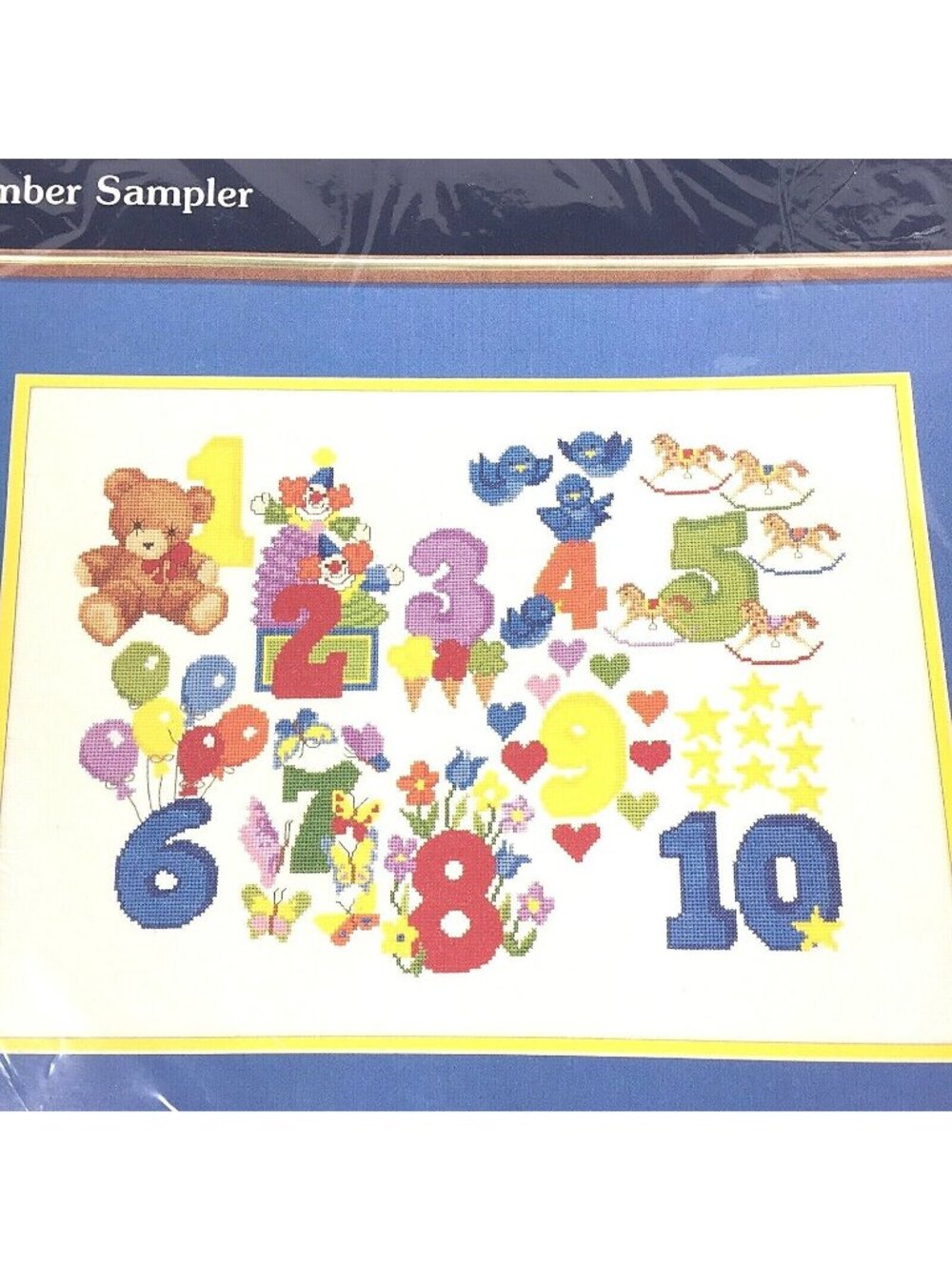 Dale Burdett country cross stitch Number Sampler Kit 2001 18 x 13"